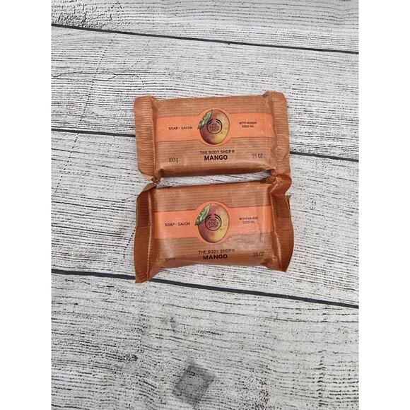 The Body Shop Mango Bar Soap w Mango Seed Oil New Discontinued Rare TWO - Picture 1 of 2
